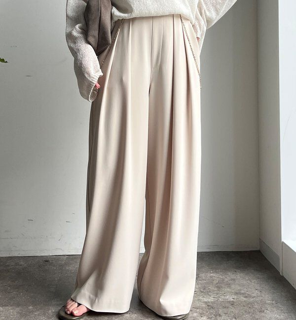  「【累計販売数3万枚突破/21色4サイズ展開！】タックワイドパンツ」|チノ|