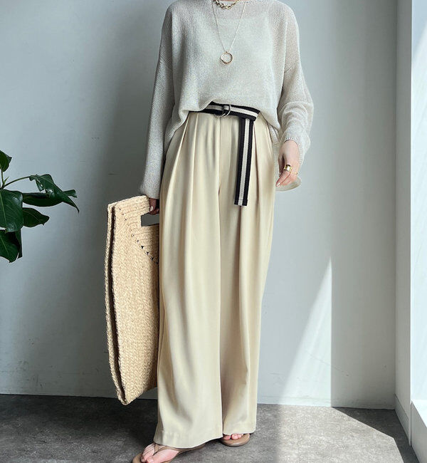  「【累計販売数3万枚突破/21色4サイズ展開！】タックワイドパンツ」|チノ|