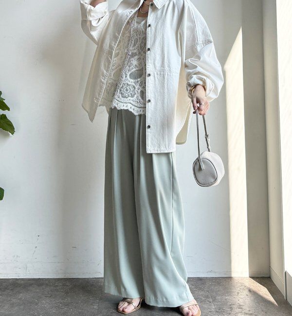  「【累計販売数3万枚突破/21色4サイズ展開！】タックワイドパンツ」|チノ|