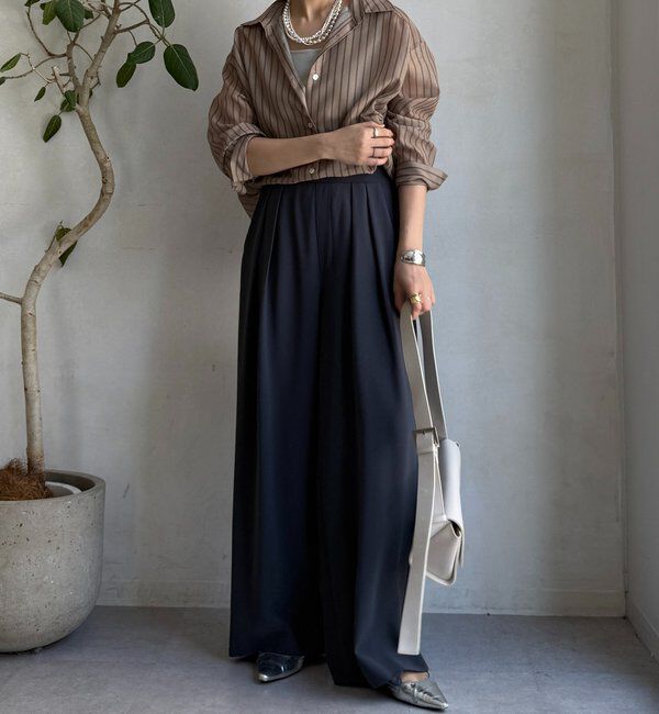  「【累計販売数3万枚突破/21色4サイズ展開！】タックワイドパンツ」|チノ|