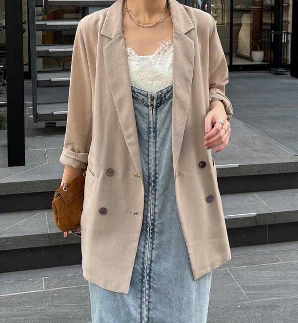  「【ウォッシャブル】シアーダブルジャケット」|テーラードジャケット|ベージュその他1