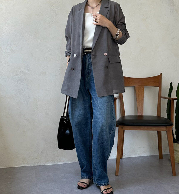  「【ウォッシャブル】シアーダブルジャケット」|テーラードジャケット|