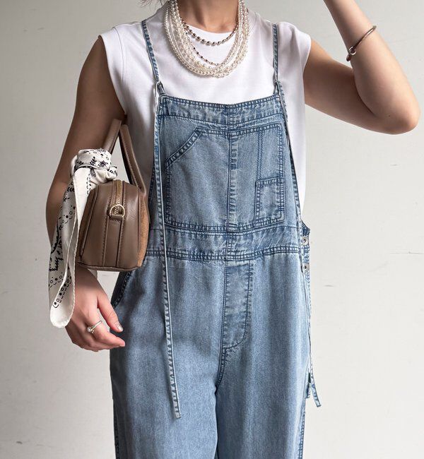  「【新色追加】リヨセルデニムオールインワン」|ワンピース|