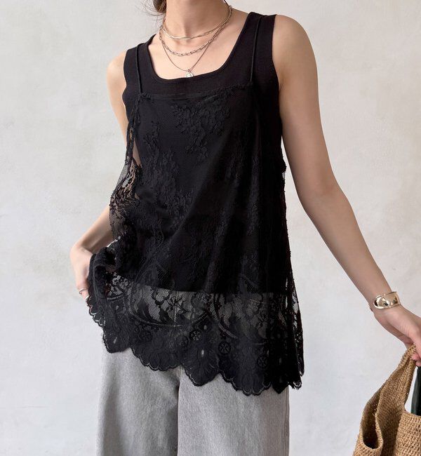  「【新色追加】スカラレースキャミ」|シャツ・ブラウス|