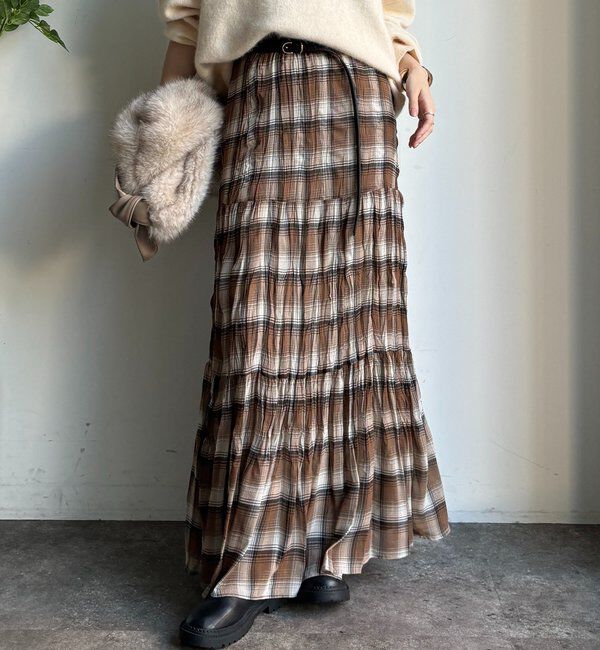  「チェックワッシャースカート」|スカート|