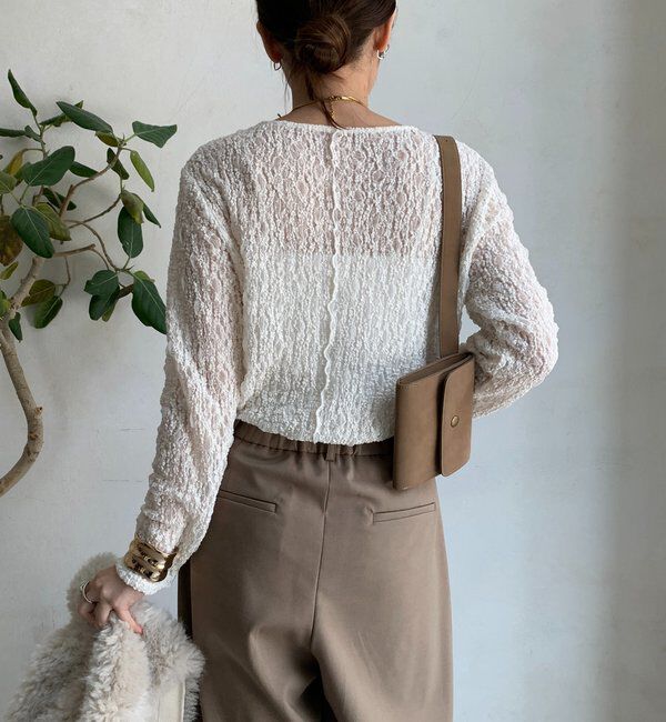  「リンクルフラワーシャーリングプルオーバー」|Tシャツ・カットソー|