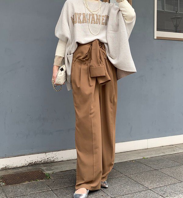  「インターシャロゴポンチョニット」|ニット・セーター|