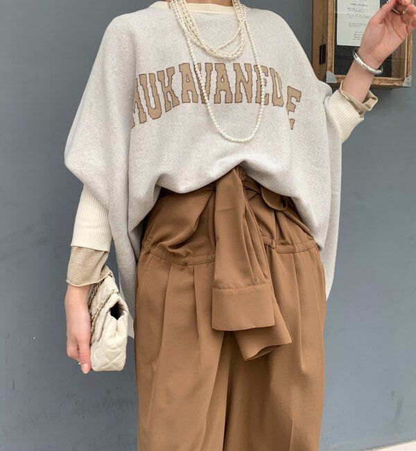  「インターシャロゴポンチョニット」|ニット・セーター|