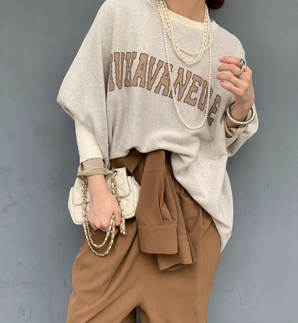  「インターシャロゴポンチョニット」|ニット・セーター|