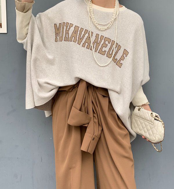  「インターシャロゴポンチョニット」|ニット・セーター|