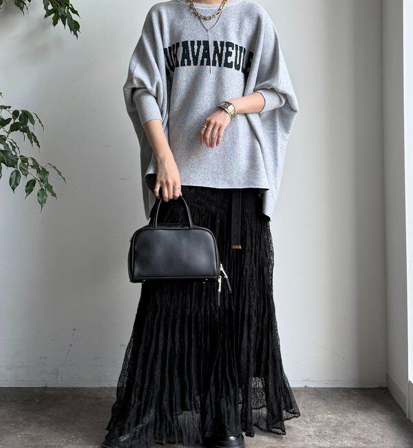  「インターシャロゴポンチョニット」|ニット・セーター|