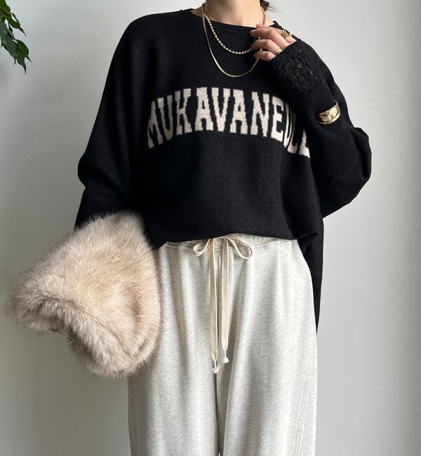  「インターシャロゴポンチョニット」|ニット・セーター|