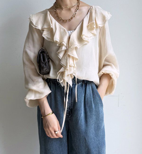 「キュプラフリルブラウス」|シャツ・ブラウス|エクリュ