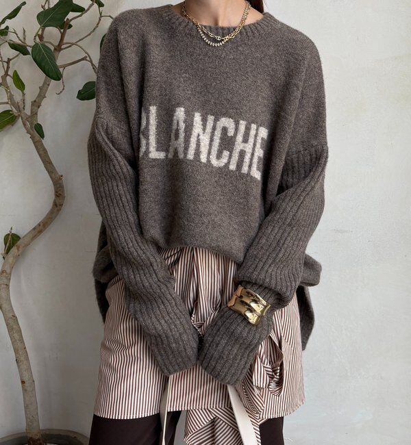  「BLANCHE プルオーバー」|ニット・セーター|グレージュ