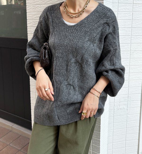  「ボリュームケーブルプルオーバー」|ニット・セーター|