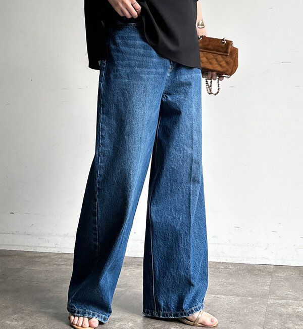  「ハイウエストダブルボタンデニム」|デニム|