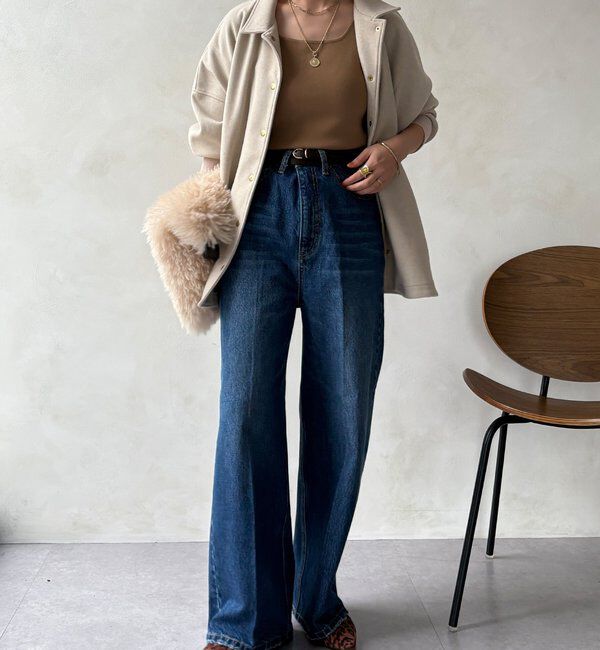  「ハイウエストダブルボタンデニム」|デニム|