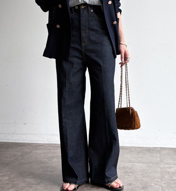  「ハイウエストダブルボタンデニム」|デニム|