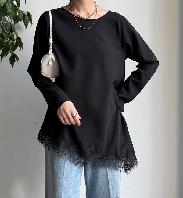  「ジョーゼットアシメレース切替ブラウス」|シャツ・ブラウス|
