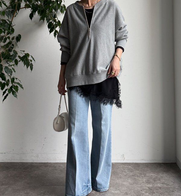  「ジョーゼットアシメレース切替ブラウス」|シャツ・ブラウス|