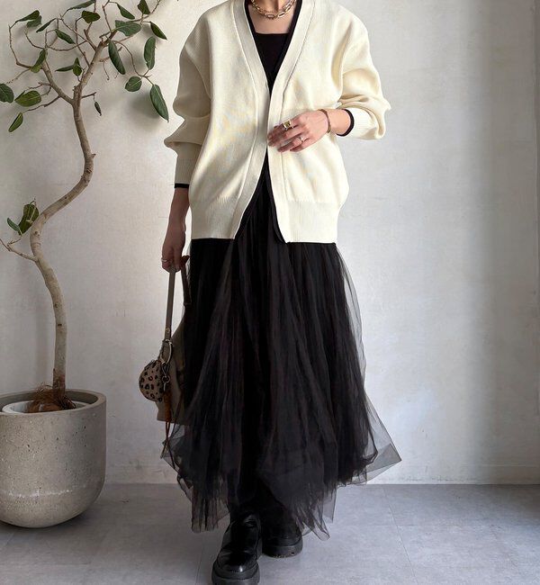  「バイカラーVカーディガン」|カーディガン|