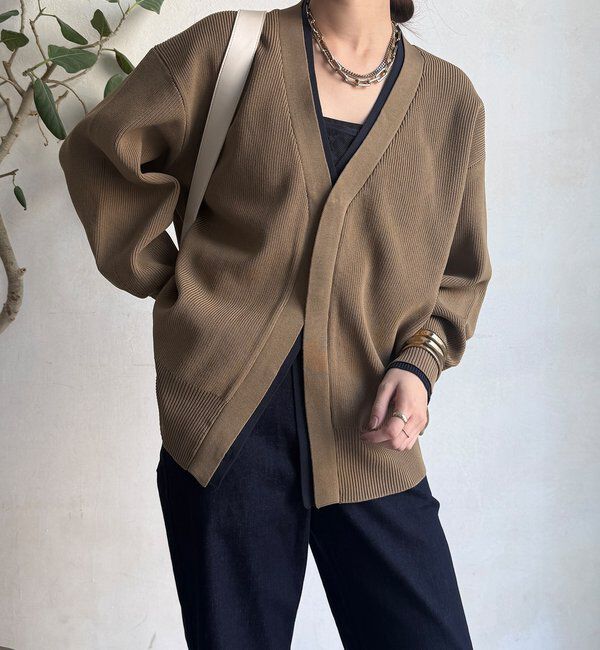  「バイカラーVカーディガン」|カーディガン|