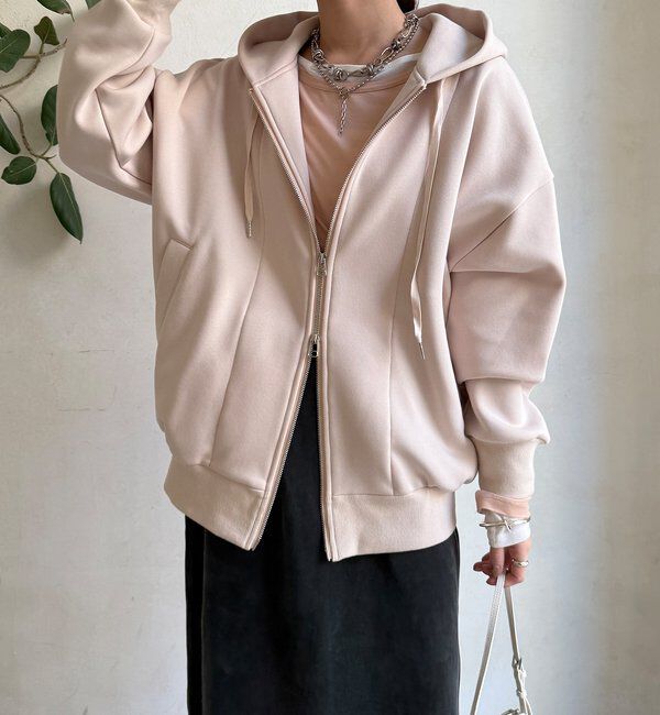  「ボンディングジップフーディー」|Tシャツ・カットソー|ライトベージュ