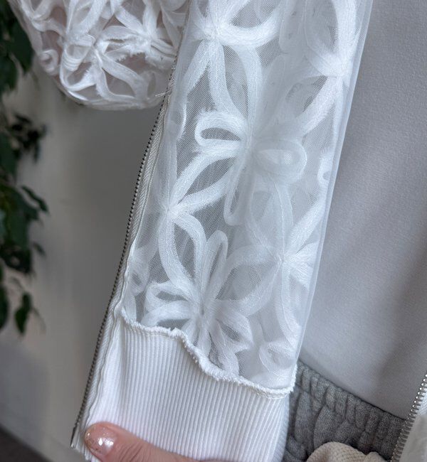  「【WEB限定】フラワーチュールジップブルゾン」|ブルゾン・スタジャン|