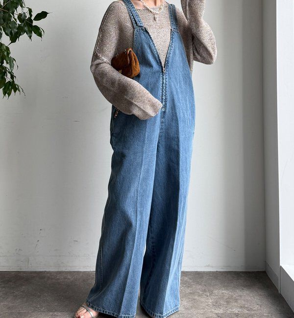  「深Vデニムサロペット」|ワンピース|