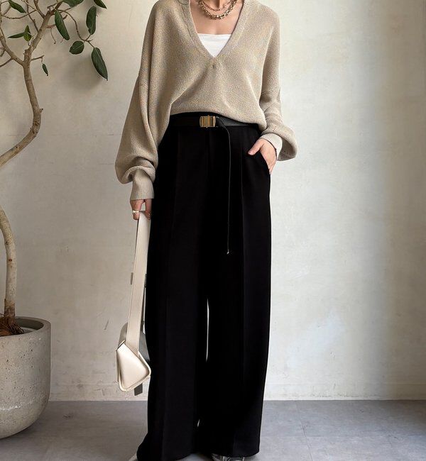  「和紙スキッパープルオーバー」|ニット・セーター|