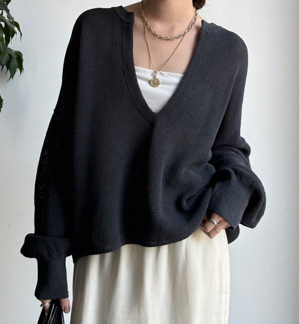  「和紙スキッパープルオーバー」|ニット・セーター|