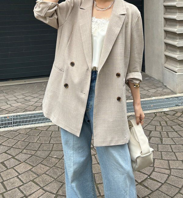  「【インフルエンサー REI企画】リネンライクスラブジャケット」|テーラードジャケット|