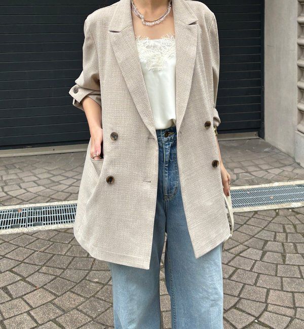  「【インフルエンサー REI企画】リネンライクスラブジャケット」|テーラードジャケット|