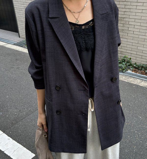  「【インフルエンサー REI企画】リネンライクスラブジャケット」|テーラードジャケット|