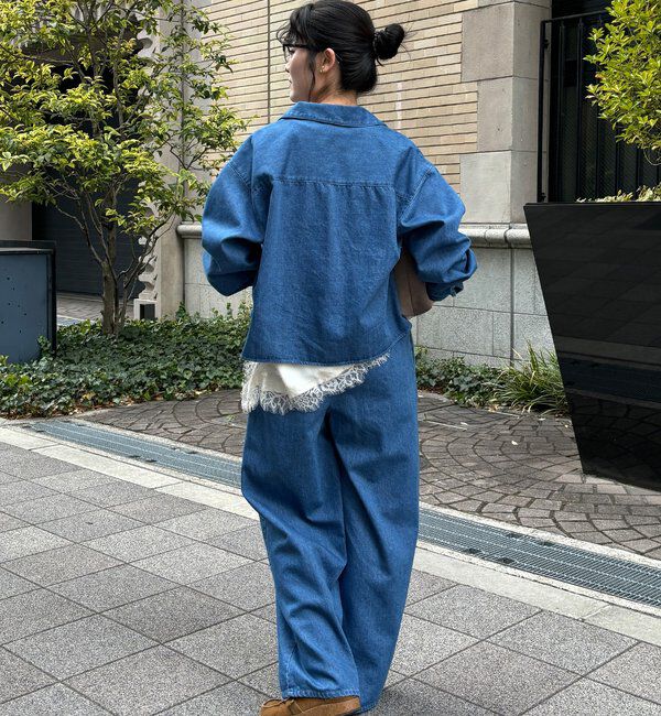  「【インフルエンサーOKOCHI企画】デニムタックイージーパンツ」|チノ|