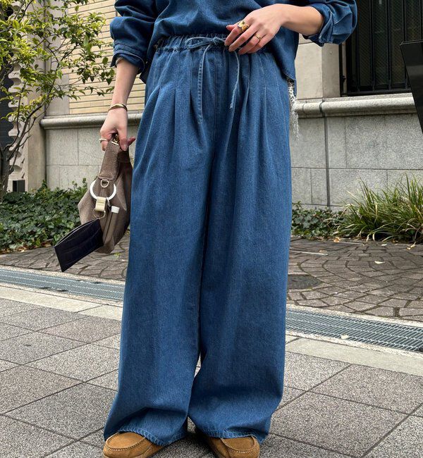  「【インフルエンサーOKOCHI企画】デニムタックイージーパンツ」|チノ|