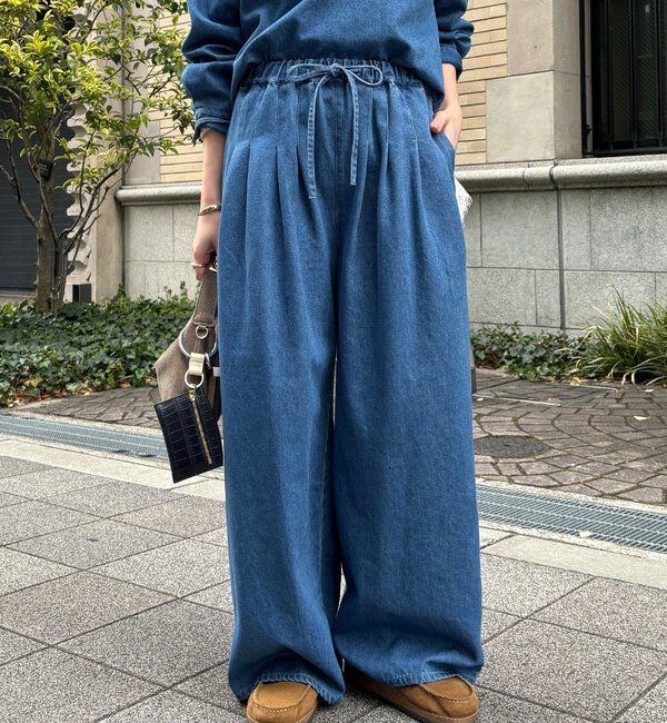  「【インフルエンサーOKOCHI企画】デニムタックイージーパンツ」|チノ|