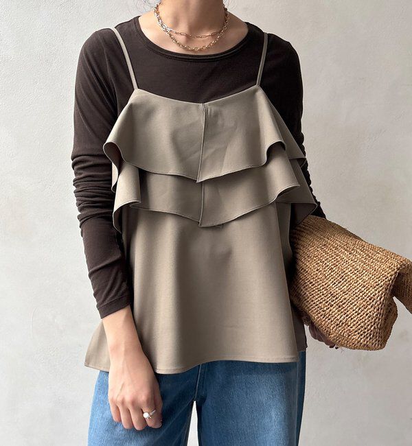  「【セットアップ可能】ドライタッチフリルキャミ」|シャツ・ブラウス|