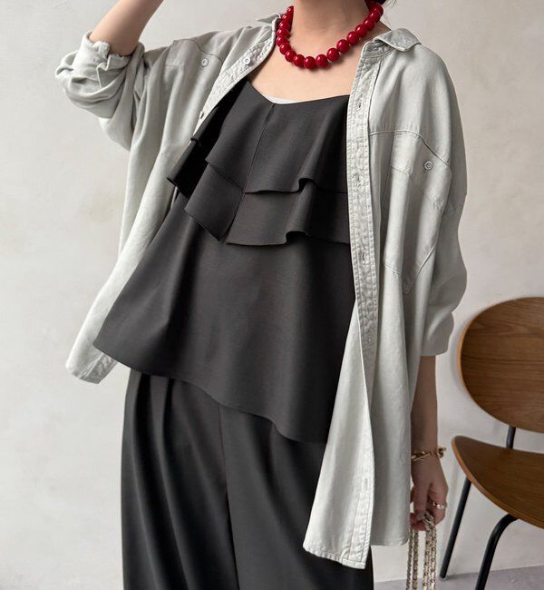  「【セットアップ可能】ドライタッチフリルキャミ」|シャツ・ブラウス|