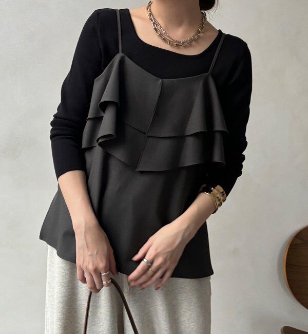  「【セットアップ可能】ドライタッチフリルキャミ」|シャツ・ブラウス|