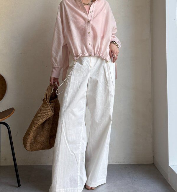  「袖リブ襟付シアースピンドルブラウス」|シャツ・ブラウス|