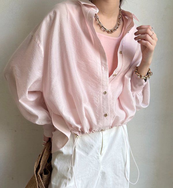  「袖リブ襟付シアースピンドルブラウス」|シャツ・ブラウス|