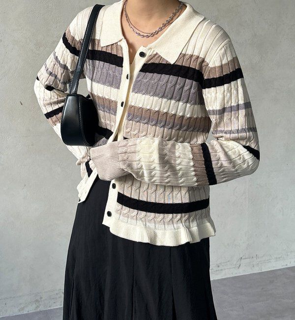  「【WEB限定】マルチボーダーポロニット」|ニット・セーター|