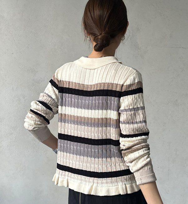  「【WEB限定】マルチボーダーポロニット」|ニット・セーター|