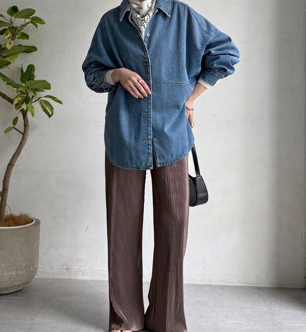  「【WEB限定】アコーディオン楊柳イージーパンツ」|チノ|