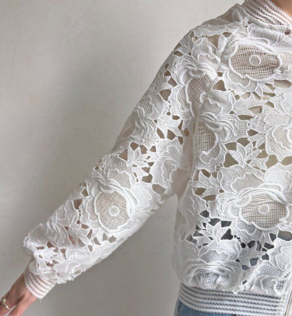  「【WEB限定】フラワーレースブルゾン」|ブルゾン・スタジャン|