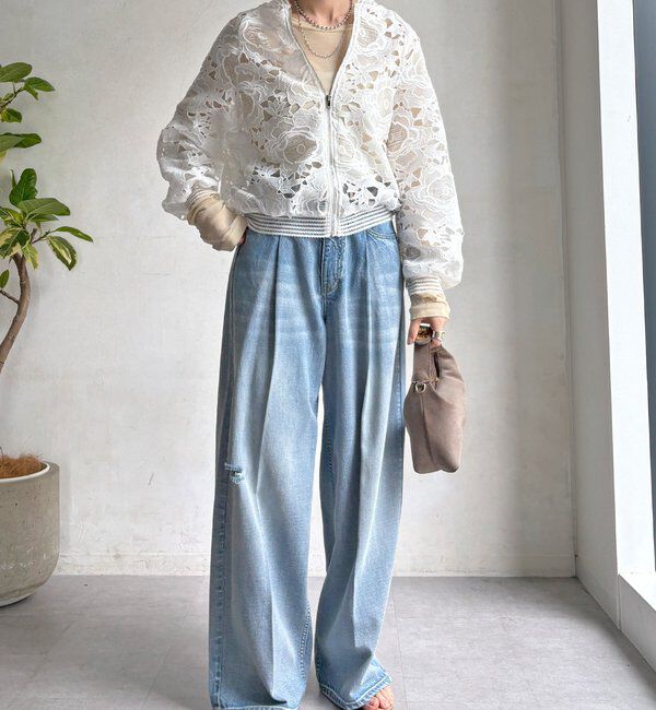  「【WEB限定】フラワーレースブルゾン」|ブルゾン・スタジャン|