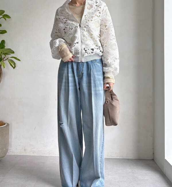  「【WEB限定】フラワーレースブルゾン」|ブルゾン・スタジャン|