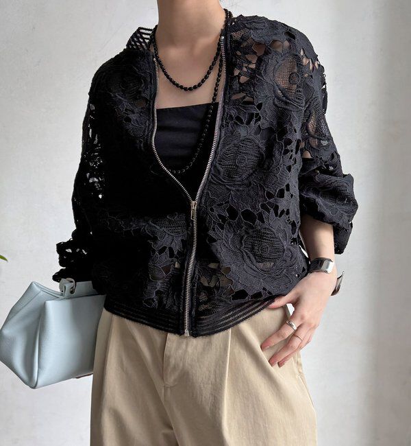  「【WEB限定】フラワーレースブルゾン」|ブルゾン・スタジャン|