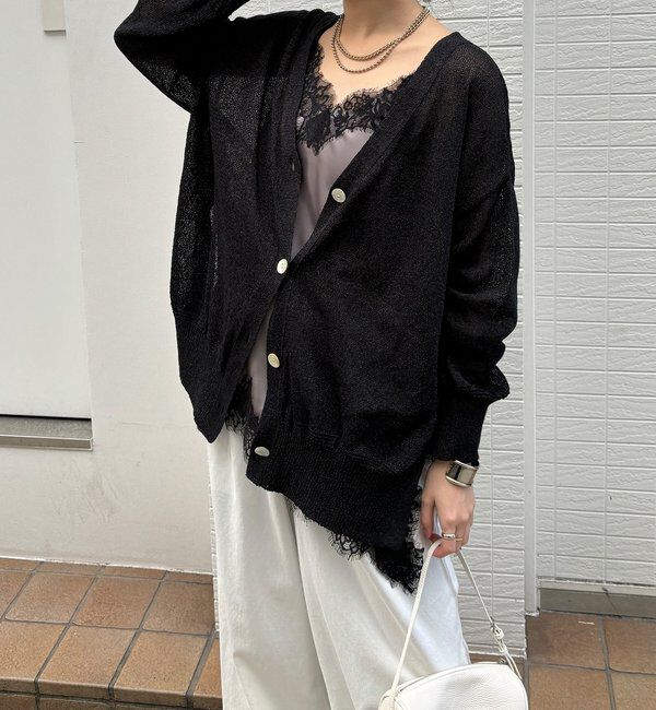  「【WEB限定】ペーパーヤーン前後2WAYカーディガン」|カーディガン|